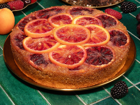 Blood Orange Upside Down Cake with Cranberry Orange Sugar